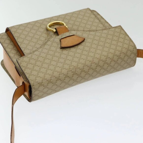 CELINE Macadam Canvas Shoulder Bag Beige Gold Auth - Picture 8 of 16